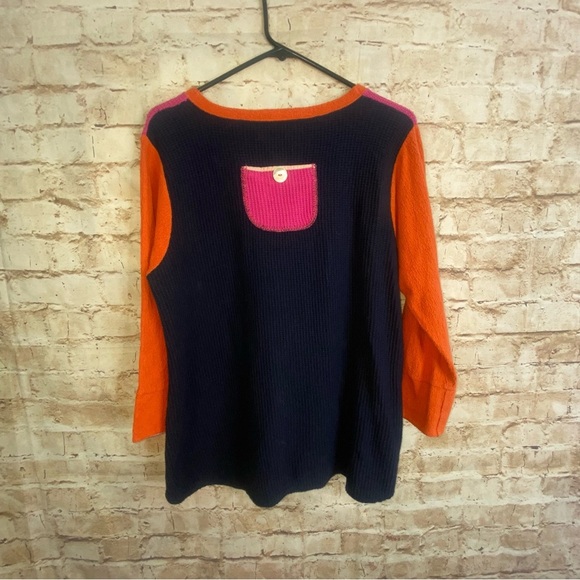 Margaret Winters Laglenlook Colorblock Pullover Waffle Top Size Small - Picture 6 of 9